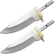 (Set of 2) Custom Blank Blade Drop Point Knife Knives Guard w/Brass Guard Bolster BL7829