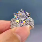 5.50 CT Round Cut Moissanite Women's Wedding Engagement Ring 925 Sterling Silver