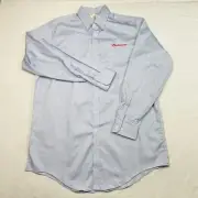 Riverside Men Top sz 17.5 Light Blue Long Sleeve Button Up Budweiser VINTAGE NEW