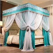 Princess Bed Curtains Mosquito Net Canopy 4 Poster Bed Canopy Girls Canopy for Bedroom Blackout King Size Bed Canopy with Metal Bracket(Size:1.8×2.2m/5.9×7.2ft)