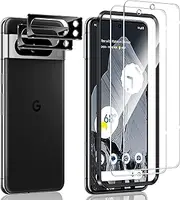 Xunzii Screen Protector for Google Pixel 8 Pro 5G for Tempered Glass with Camera Protection [2 + 2 Pieces], 0.33 mm HD Film, 9H Tempered Glass Screen Protector Scratch-Resistant Camera Protection