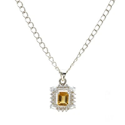 Natural Honey Topaz Solitaire squarPendant,925 sterling silver Pendant, designer