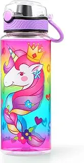 Cute Water Bottle for School Kids Girls, BPA Free Tritan & Leak Proof Flip Top Lid & Easy Clean & Carry Handle, 23oz/ 680ml (Unicorn, 23oz)