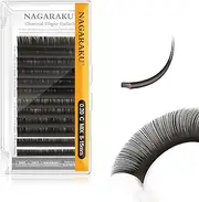 NAGARAKU Flat Ellipse Eyelash Extensions Supplies 0.20 C curl 8-15mm Mix Natural Grey Black Faux Mink Super Soft Split Tips Individual Classic Lashes Extensions Supplies Professional Makeup
