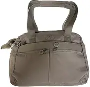 [Kipling] Women's Klara Handbag, Organize Accessories, Removable Shoulder Strap, Dual Carry Handles, Crinkle Nylon Bag, Golden Tan, Golden Tan