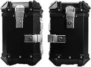 38L Universal Motorcycle Rear Top Box Side Luggage Case Storage Trunk Lock Travel Aluminum Alloy Tool Box(38L Black (1 Pair))