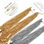 10pcs 45+5cm Adjustable Gold Stainless Steel Link Chains Necklaces Jewelry Cuban