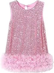 [Miipat] Toddler Girls Sequin Dress Sparkly Gown Party Dresses Little Kids A-Line Velvet Dress
