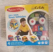 Melissa and Doug 4 Pull Back Town Vehicles K's Kids Baby Toddler Soft Toys