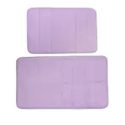 2 Pcs Memory Foam Bathroom Mat Non Slip Soft Bath Rugs Purple 40x60cm+50x80cm