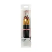 6 Pack Flat Taklon Brush Set