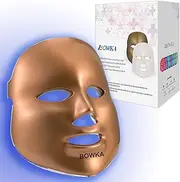 BOWKA LED Photon Therapy Mask 7 in 1 Light Mask Beauty Light Therapy Skin Rejuvenation Face Mask PDT Machine for Anti-Aging Anti-Wrinkle Pickle Skin Care (Gold)