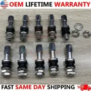 10X Stainless Steel Wheel Tire Valve Stems Hight Pressure Bolt in with Caps US*
