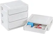 Ionoloy White Plastic Stackable Drawers, 4 Small Desktop Storage Drawers