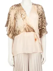 Leopard Pattern Silk Sheer Blouse