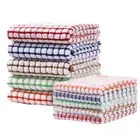 10 Pack Of Kitchen Tea Towels - Windowpane Pattern - 15 X 11 In - Cotton Yarn