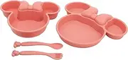 Minnie Mouse Heart 4 Piece Dinner Set (Plate, Bowl and Cutlery) in Box