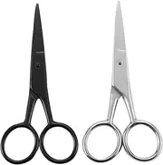 2pcs Beard Styling Scissors Men Trimmer Eyebrow Bevel Haircut Facial Kit Barber Mustache Grooming Beard Care Accessory Body Hair Clipper Hairdressing Scissors Beard Scissors