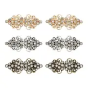 Cloak Clasp Set, 6Pcs Alloy Vintage Sweater Clips with Rhinestone, Style 2