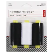 Birch 3 Pack Black and White Sewing Thread