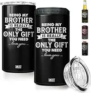 SANDJEST Brother Gifts 4-in-1 Can Cooler, 16oz Stainless Steel Can Holder - Gifts for Birthday, Christmas