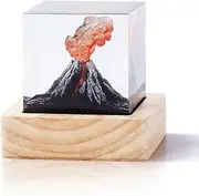 Handmade Epoxy Resin Volcano Eruption Bedside Night Light Lava Lamp 3D Art Ornament Decor for Office Home Living Room Bedroom Desk Creative Gifts for Men and Women
