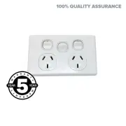 SLIM Double GPO Power Point With Extra Switch Outlet Electrical slimline narrow