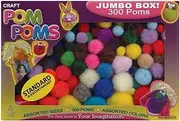 Pepperell Assorted Pom Poms, 300 Per Package Standard Colors