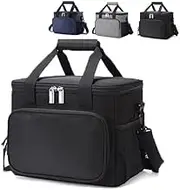 15L Large Lunch Bag, Insulated Lunch Box, Bento Cooler Bag Lunch Tote Bag, Reusable Leakproof Thermal Lunch Box for Adult Men Women (Black)
