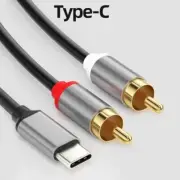 3 Pcs 1.5m Splitter Stereo Cord Type-c To 2RCA Subwoofer Cable Amplifier Audio