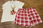Ladies size 16 /18 CHRISTMAS sparkly reindeer summer pyjamas Rivers pjs NEW 0644