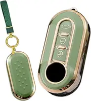 ontto Folding Car key cover fit for Fiat 500 500C 500L 500X Panda Punto Lancia Ypslon Delta Grande Bravo key holder case keyring key chain TPU Smart Key Shell protector Accessories