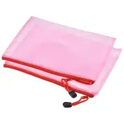 6 Pcs Mesh Zipper Bags, B6 File Document Pockets Bill Pouch Folders, Pink