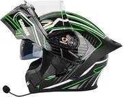 Motorcycle Helmet, flip-up Helmet, Double Visor, Motorcycle Helmet, Scooter Helmet, Moped Helmet, ECE Certified for Women, Men, Adult Motorcycle Helmet H,XXL