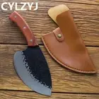 Handmade Meat Cleaver Knife Butcher Boning Slicing Forged Steel Wood Handle Tool
