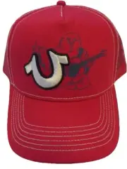 True Religion Red Mesh Trucker Buddha Snap Back Hat/Cap