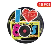 Back to the 80's Theme 7 inch 17cm Plates 10PK - Kids Birthday Party Tableware