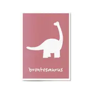 Brontosaurus Red Dinosaur Nursery Boys Bedroom Art