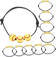 Softball Bracelet Set 10pcs Baseball Beads Friendship Wristband Braided Adjustable Sports Ball Charm Bracelet
