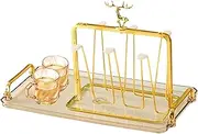 Nuyhgtr Water Bottle Drying Racks, Elk Design Drying Rack, Non-Slip Drinking Glass Holder with 6 Cup Holders, Kitchenware Bottle Dryer with Drip Tray for Kitchen