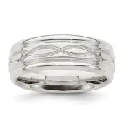 Silver 7mm Polished Flat Intertwined Design Beveled Edge Fancy Band Size 8 QWB13