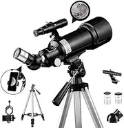 Astronomical Telescope for Kids Beginners 400/70Mm Refractor Monocular Telescopes with Adjustable Tripod Phone Adapter P