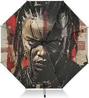 [PDZRMY] UV Protection Travel Umbrella Man African Abstract Compact for Rain and Sun - Auto Open and Close UPF 50+ Windproof Portable 46” Sun Umbrella for Women and Men