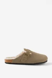 [Cotton On Men] Cotton On Men - Closed Toe Buckle Slide - Taupe/cream teddy 42 TAUPE/CREAM TEDDY