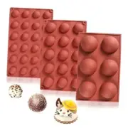3Pcs Half Sphere Silicone Molds, Assorted Shapes Round Chocolate Molds for