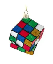 Puzzle Cube 2.75 In. Glass Christmas Ornament