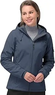 [33,000ft] Women's Waterproof Jacket, Ladies Lightweight Hooded Softshell Jacket Windproof Fleece Rain Jacket for Outdoor Hiking