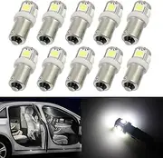 Flygun 10 PCS Car LED Interior Light Kit, BA9S-5smd-5050 360 Degree Illumination Width Indicator Light, 53 57 1895 64111 3893 Instrument Light Reading Light Replacement, Universal for Cars (White)