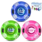 36" 3Pack /40" 2Pack Snow Tubes, Inflatable Snow Sled for Kids & Adults, Thic...