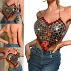 Women Metallic Sequins Backless Bra Crop Top Glitter Body Chain